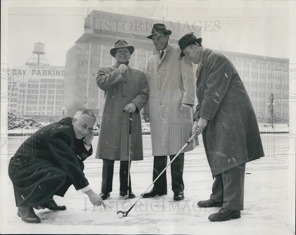 1962 Press Photo Ben Orloff,D Taggart,S Cmar &amp; H Pezzullo golf in the snow - Historic Images