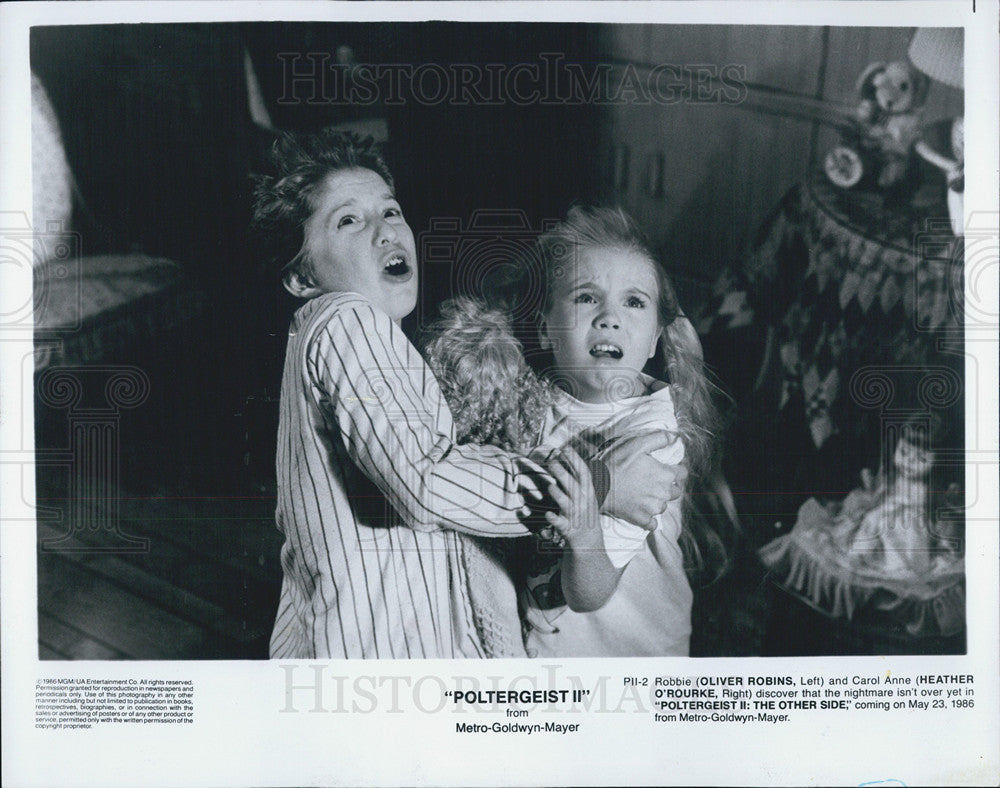 1987 Press Photo Poltergeist II Oliver Robins Heather O&#39;Rourke MGM - Historic Images