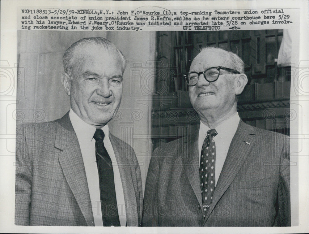 1959 Press Photo John O&#39;Rourke Teamsters union official lawyer Edward Neary - Historic Images