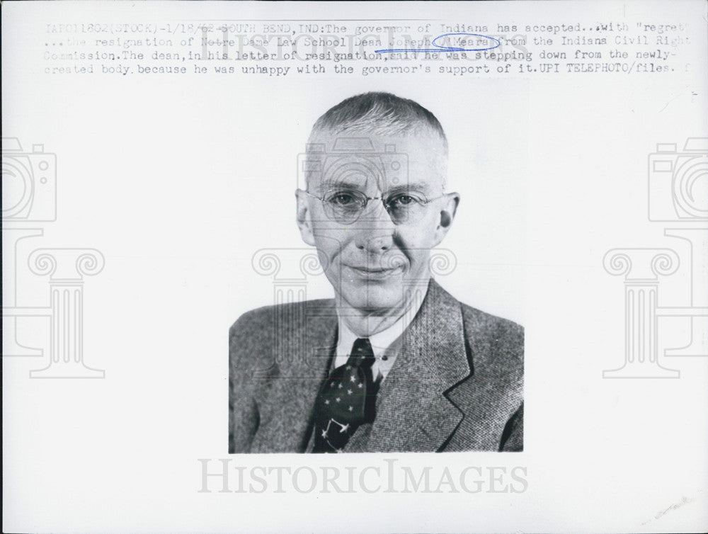 1962 Press Photo Dean Joseph Omears - Historic Images