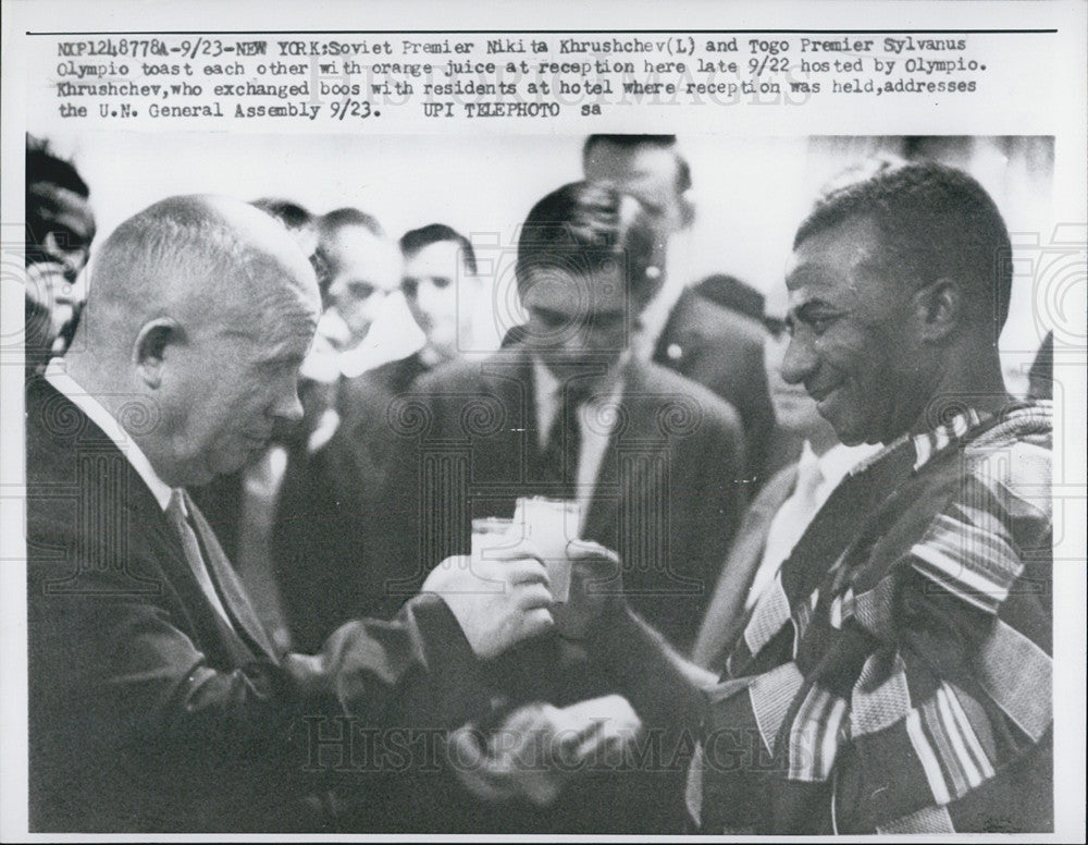 Press Photo Soviet Premier Nikita Khrushchev Togo Premier Sylvanus Olympio - Historic Images