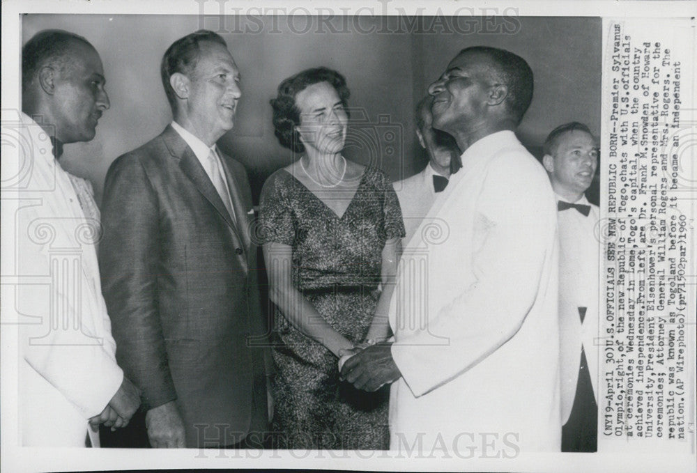 1960 Press Photo Premier Sylvanus Olympio Republic Togo U.S. ceremonies Lome - Historic Images