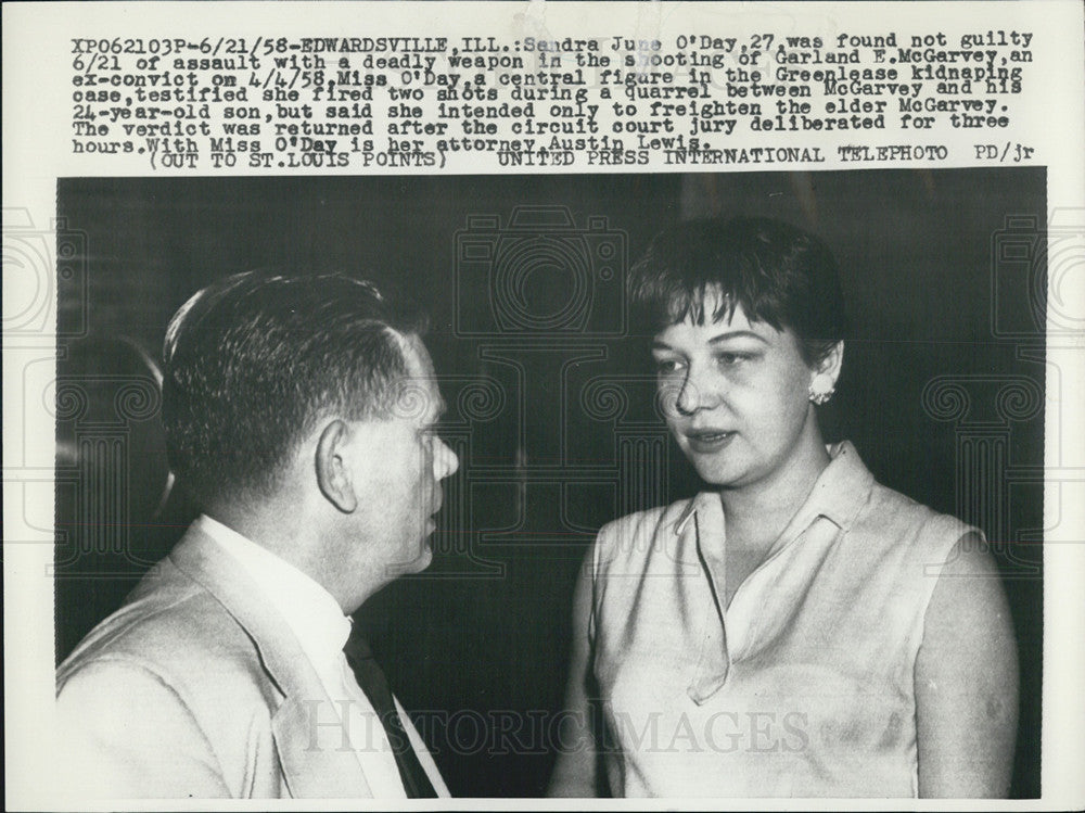 1958 Press Photo Sandra June O&#39;Day Assault Edwardsville Illinois - Historic Images