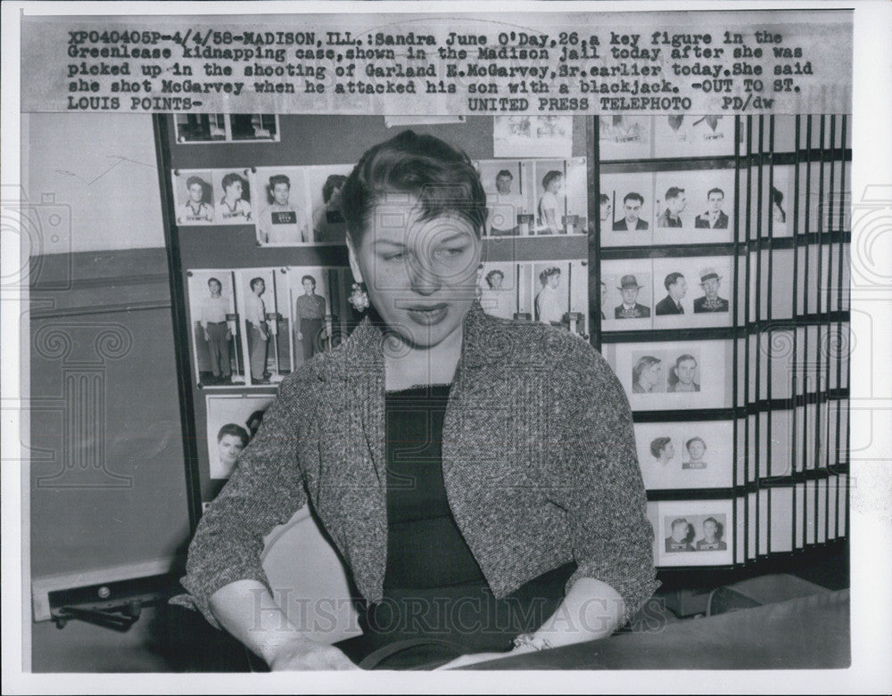 1958 Press Photo Madison Illinois Sandra June O&#39;Day Greenlease Kidnapping - Historic Images