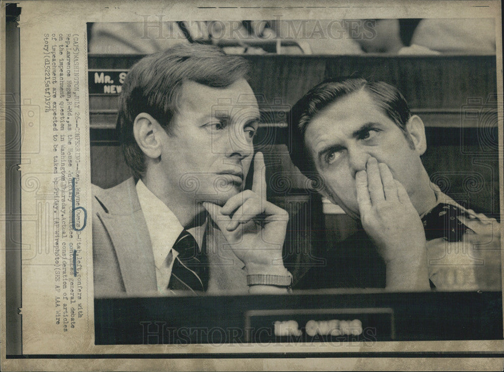 1974 Press Photo Wayne Owens Lawrence Hogan House Judiciary Committee - Historic Images