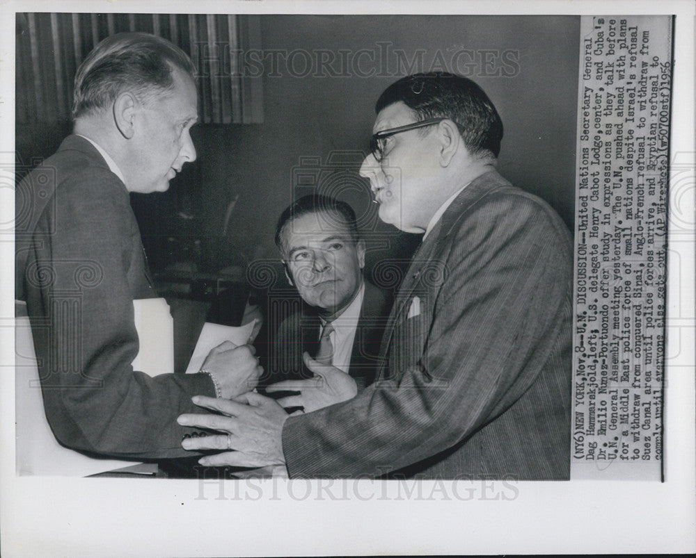 1956 Press Photo United Nations Secretary General Dag Hammarskjold - Historic Images