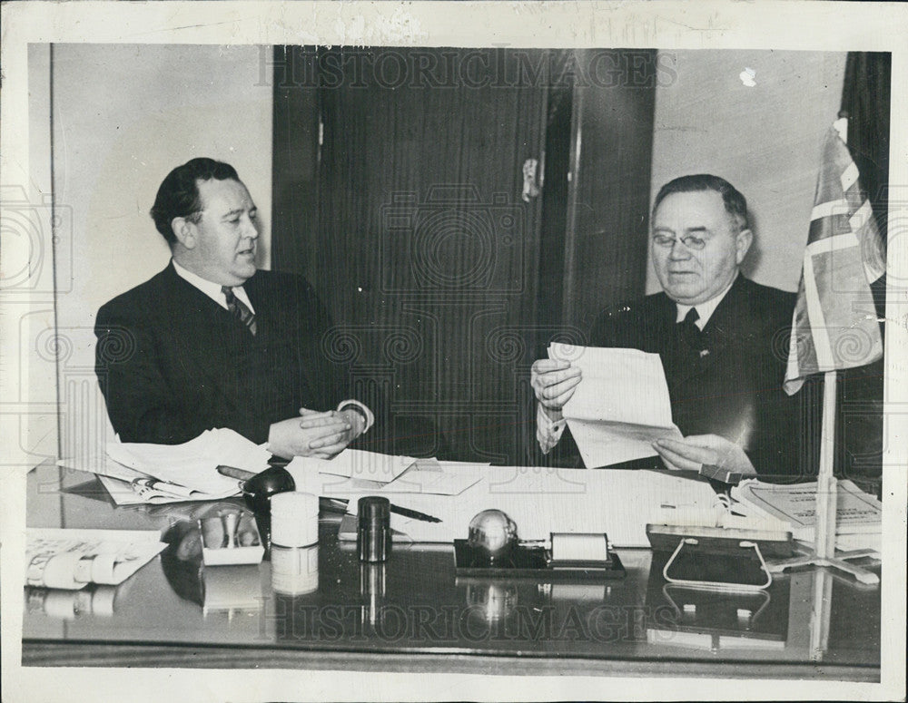 1946 Press Photo Trygve Lie Norwegian Foreign Minister Johan Nygarrdsvold - Historic Images