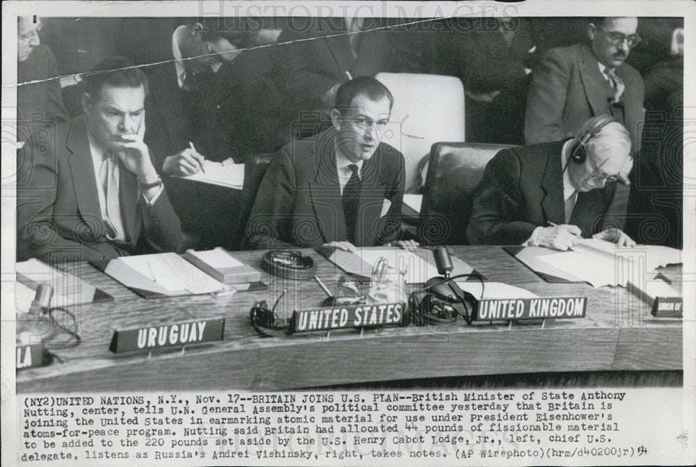 1954 Press Photo British Minister of State Anthony Nutting United Nations - Historic Images