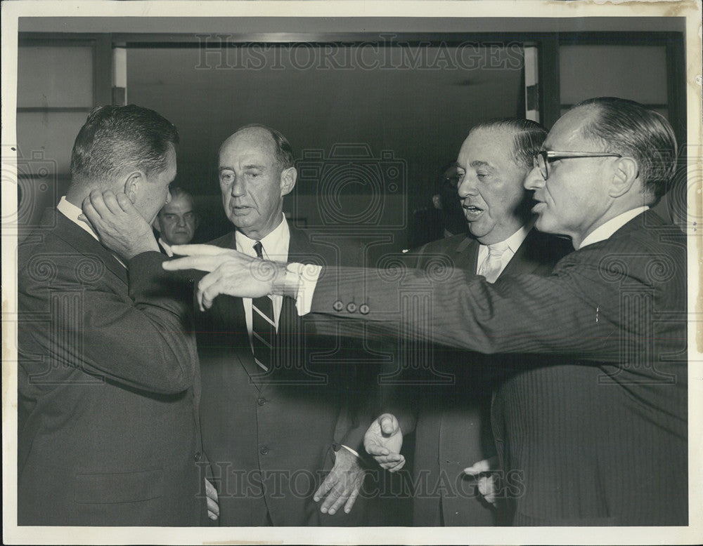 1963 Press Photo Philip Klutznick, Otto Kerner, Adlai Stevenson, Richard Daley - Historic Images