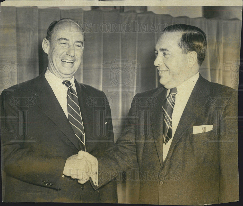 1955 Press Photo Adlai Stevenson &amp; Mayor Richard J. Daley - Historic Images