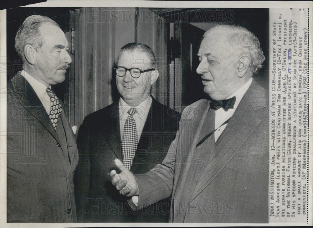 1950 Press Photo Secretary State Dean Acheson Chairman Tom Connally Luncheon - Historic Images