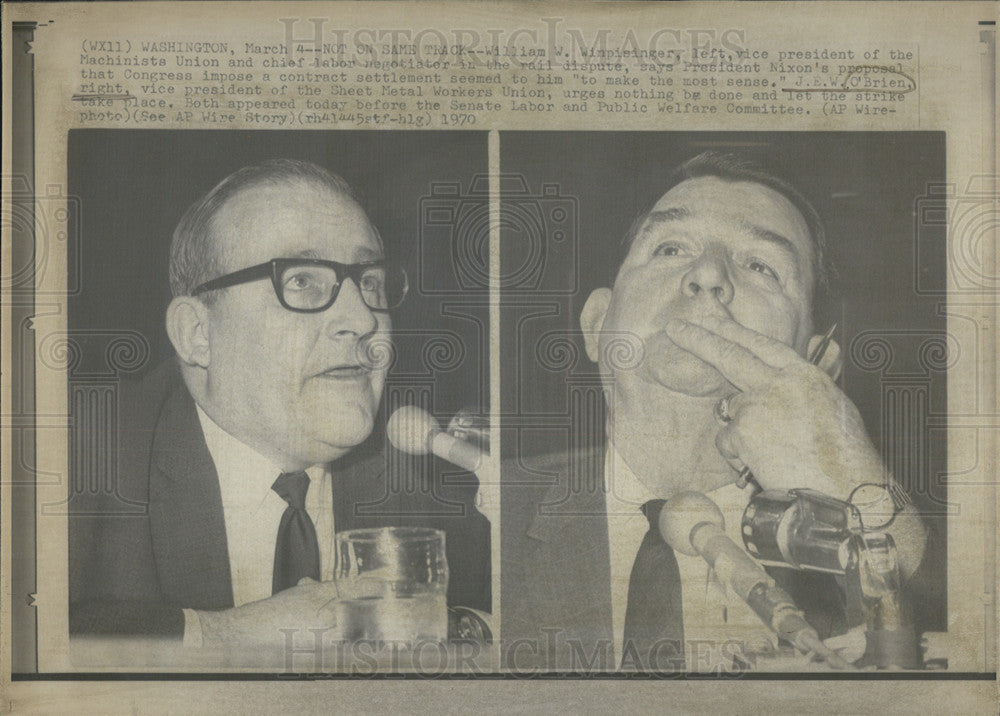 1970 Press Photo VP Machinista Union William W. Winpisinger And J.E.W. O&#39;Brien - Historic Images