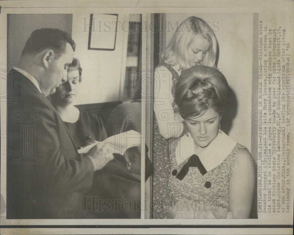 1966 Press Photo Michigan Senator Bernard O&#39;Brien And Wife Mary Louise At Trial - Historic Images