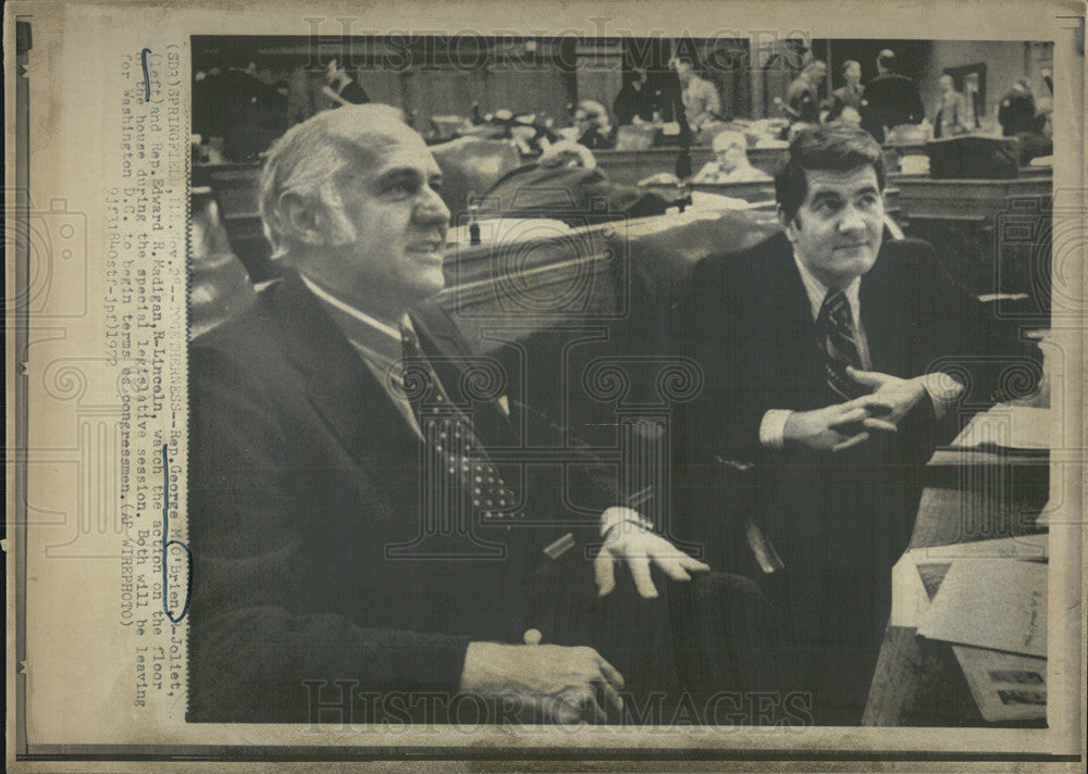 1972 Press Photo Rep. George M. O&#39;Brien And Rep. Edward R. Madigan In House - Historic Images