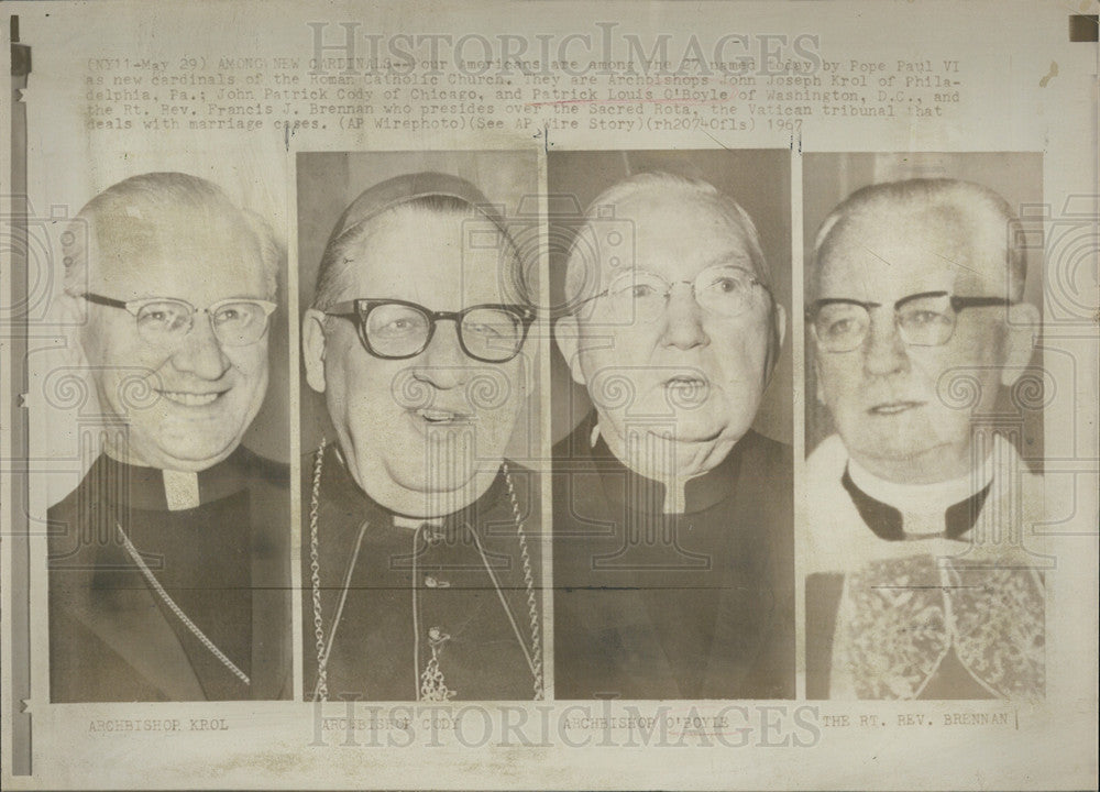 1967 Press Photo Archbishop John Joseph Krol John Patrick Cody Patrick Louis - Historic Images