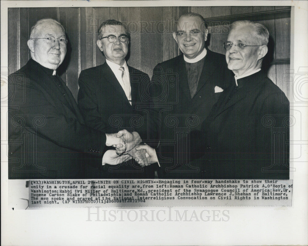 1954 Press Photo Roman Catholic Archbishop Patrick A. O&#39;Boyle Rabbi Uri Miller - Historic Images