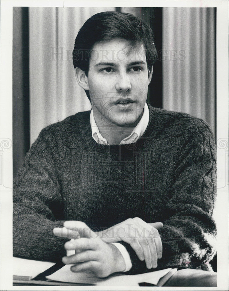 1986 Press Photo Mike Stake President Greek Council Northwestern University - Historic Images