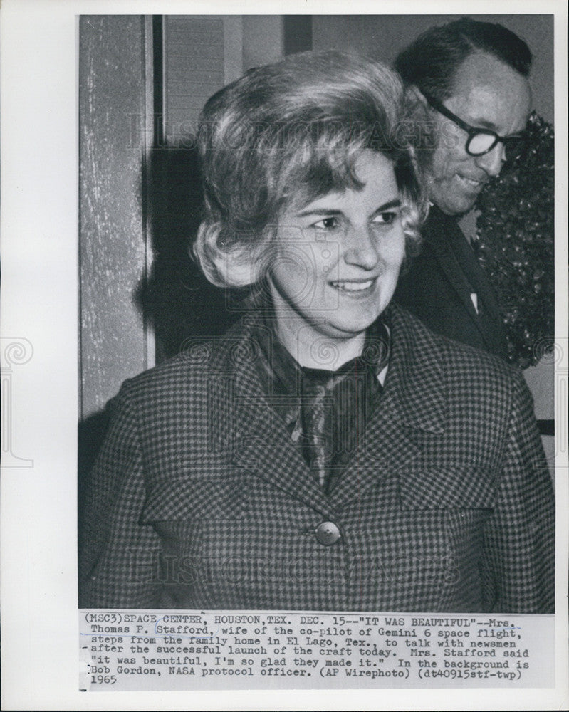 1965 Press Photo Mrs.Thomas P. Stafford wife of Astronomer, co-pilot of Gemini 6 - Historic Images