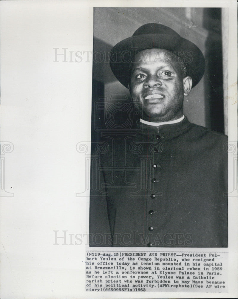 1963 Press Photo President Fulbert Youlou of the Congo Republic - Historic Images