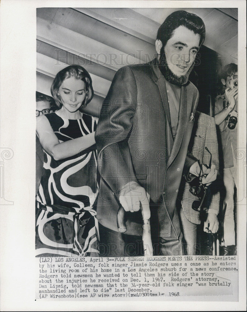 1968 Press Photo Jimmie Rodgers Musician Wife Colleen - Historic Images