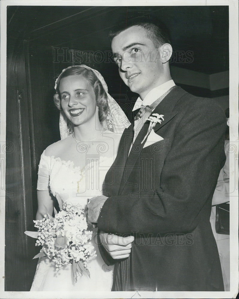 1953 Press Photo Mr. Mrs. David Judd Nutting wedding - Historic Images