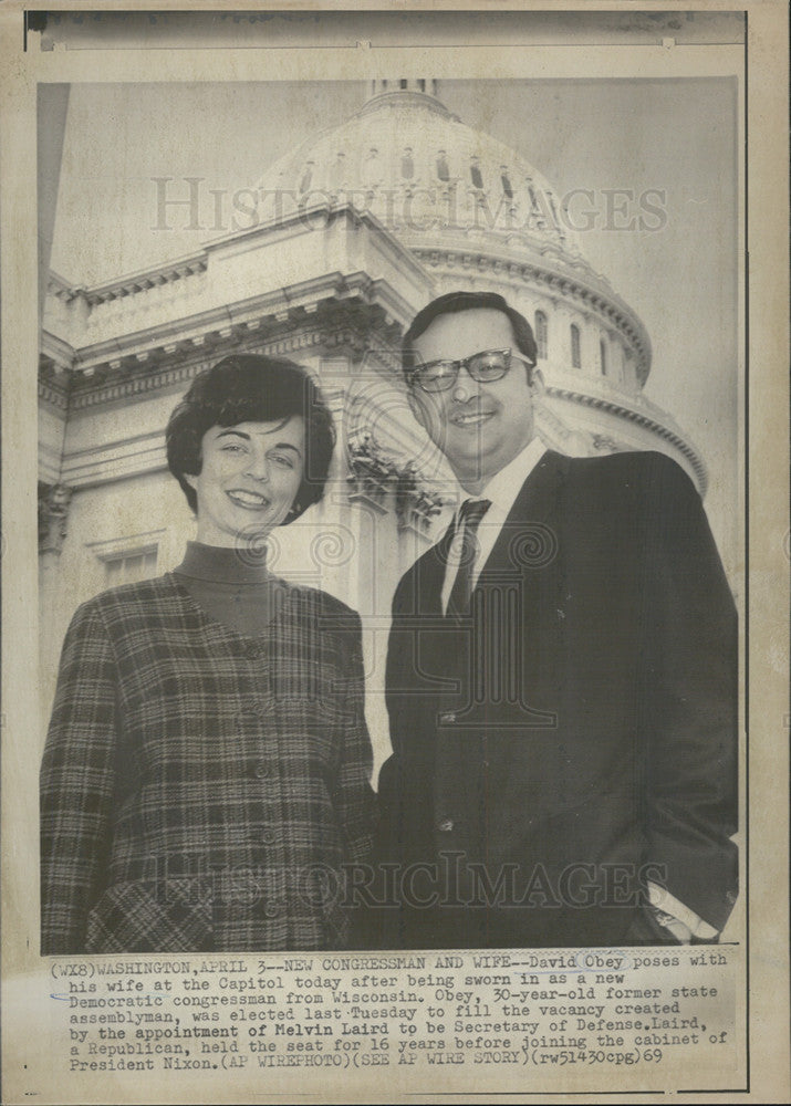 1969 Press Photo Congressman David Obey &amp; wife at the capitol - Historic Images