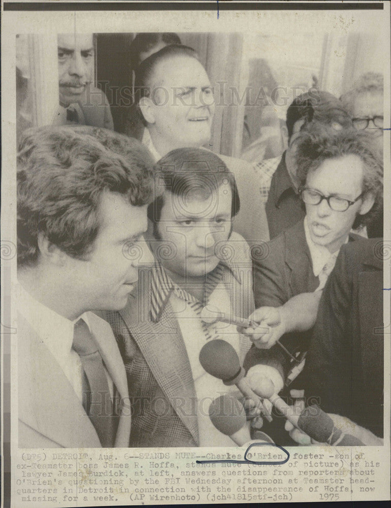 1975 Press Photo Charles O&#39;Brien foster son ex-Teamster boss James Hoffa - Historic Images