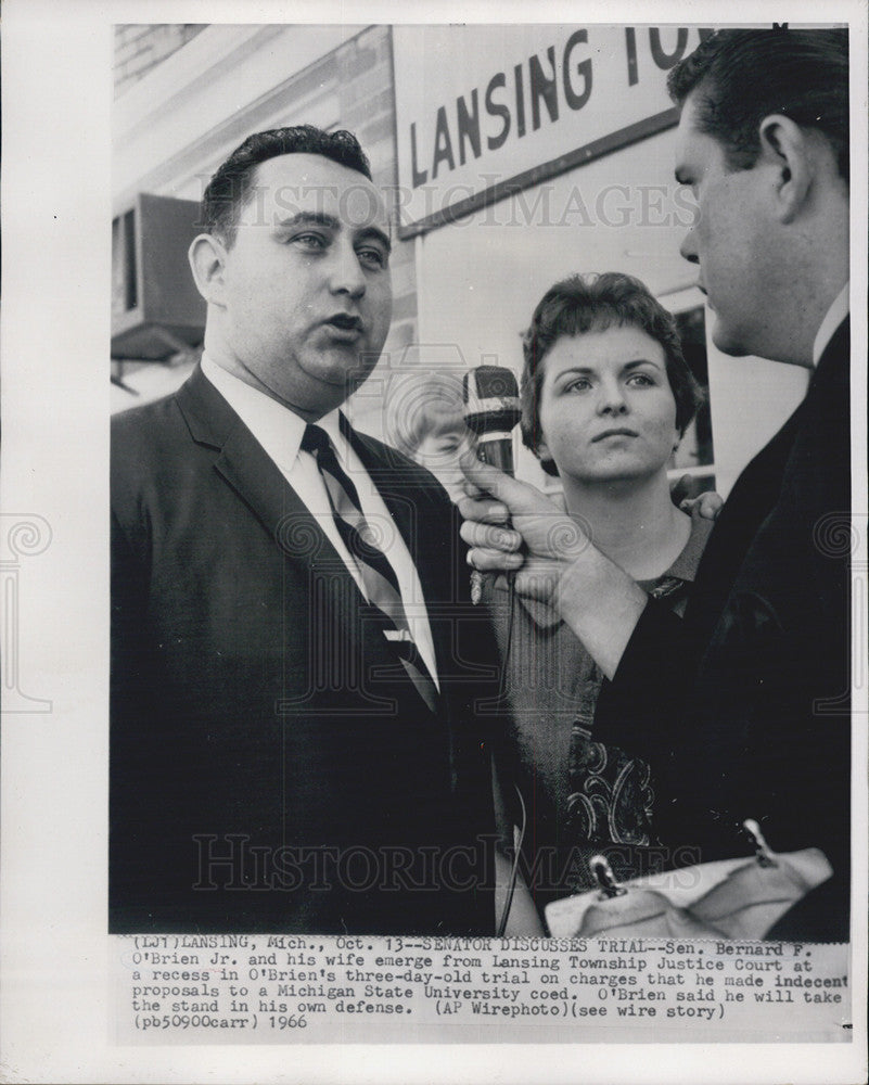 1966 Press Photo Michigan Senator Bernard F. O&#39;Brien, Jr. - Historic Images