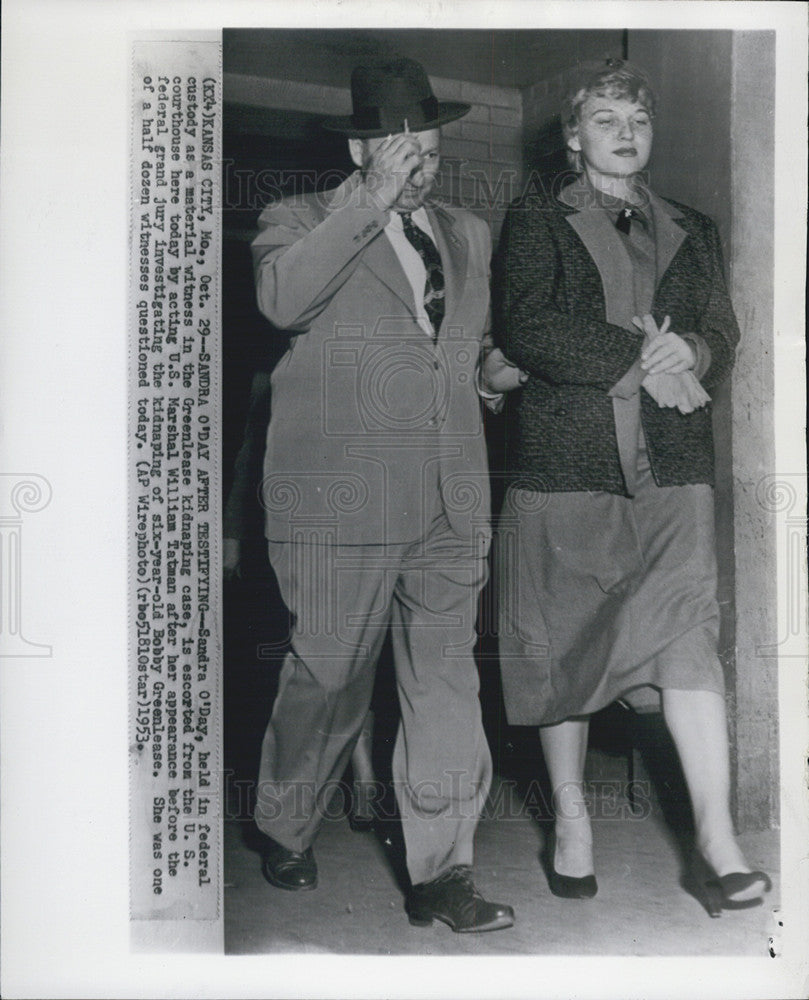 1953 Press Photo Sandra O&#39;Day testifies in Greenlease kidnapping - Historic Images