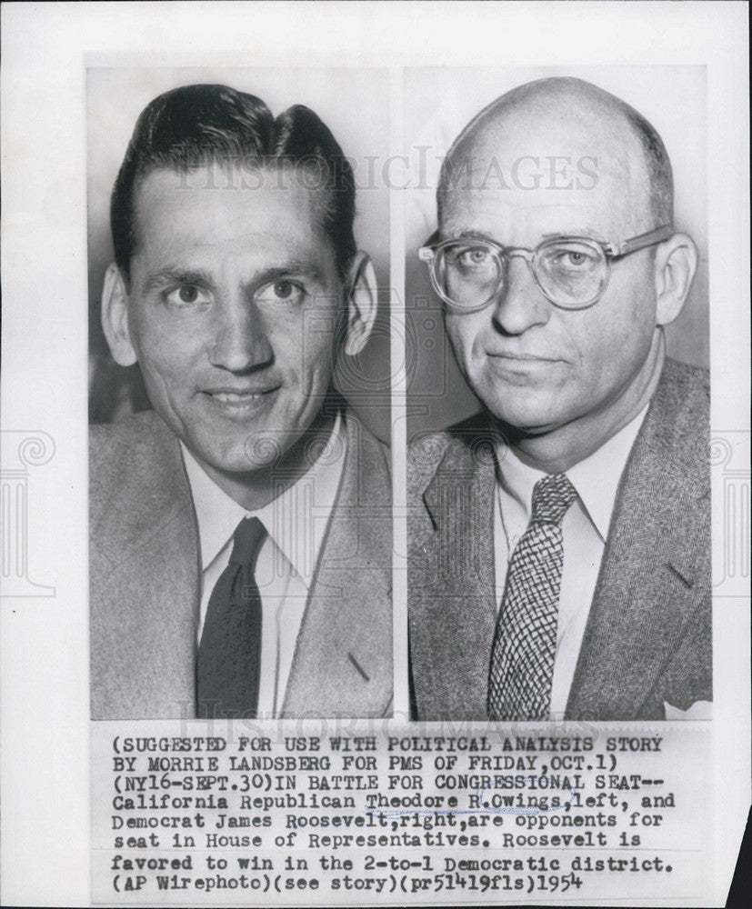 1954 Press Photo Republican Theodore R. Owings democrat James Theodore Oppents - Historic Images