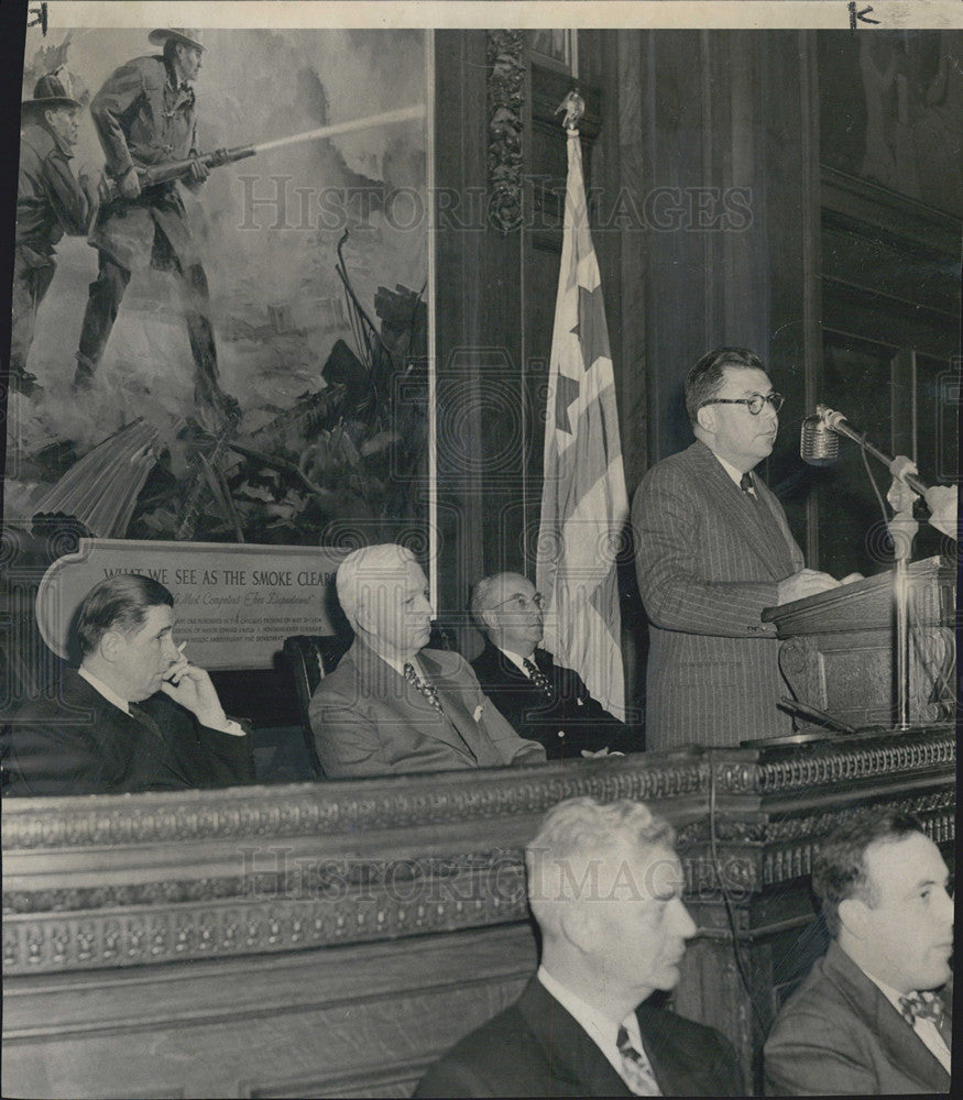 1949 Press Photo Alderman Wiliam t. murphy mayor Martin H. Kennelly Gordon lang - Historic Images