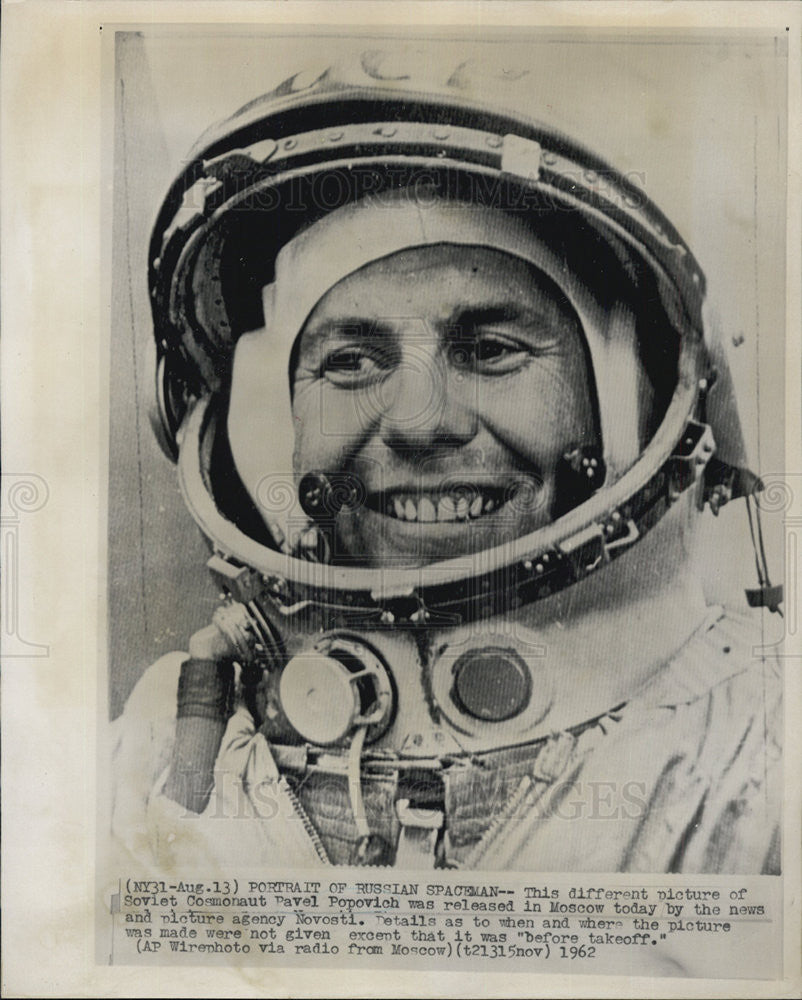 1962 Press Photo Soviet Cosmonaut Pavel Popovich - Historic Images