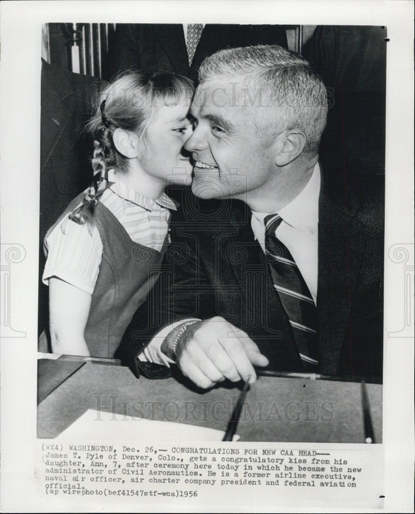 1956 Press Photo James T. Pyle Administrator Civil Aeronautics Daughter Ann - Historic Images