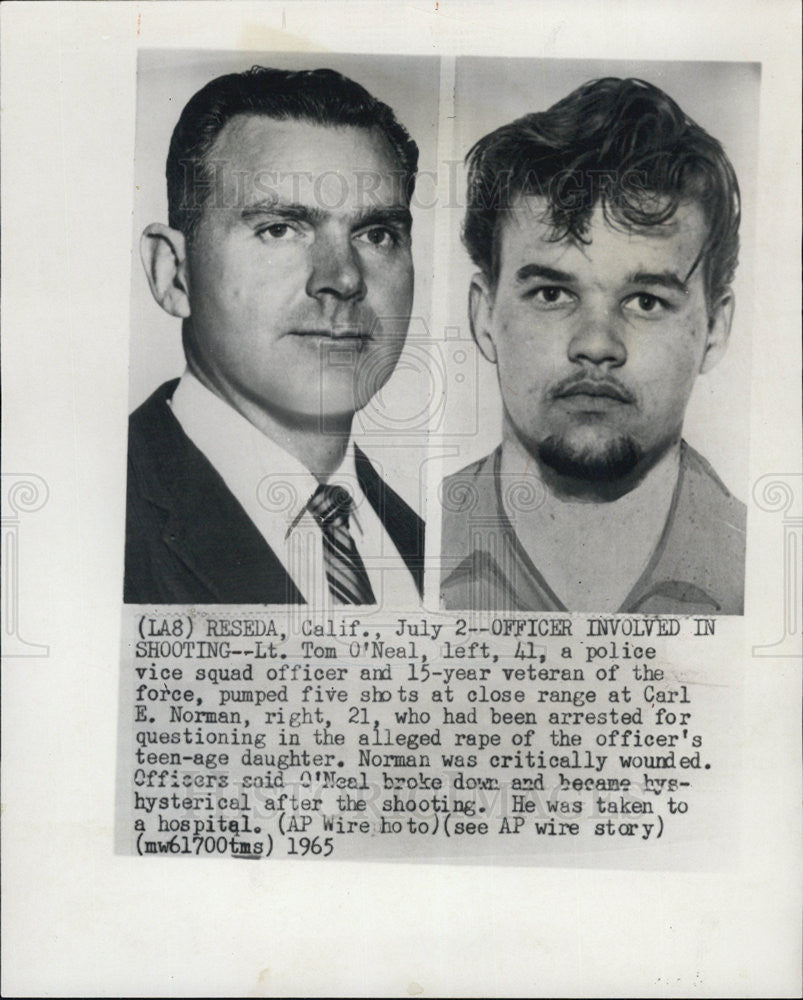 1965 Press Photo Tom O'Neal Shot Carl Norman After Rape Of His Daughter - Historic Images