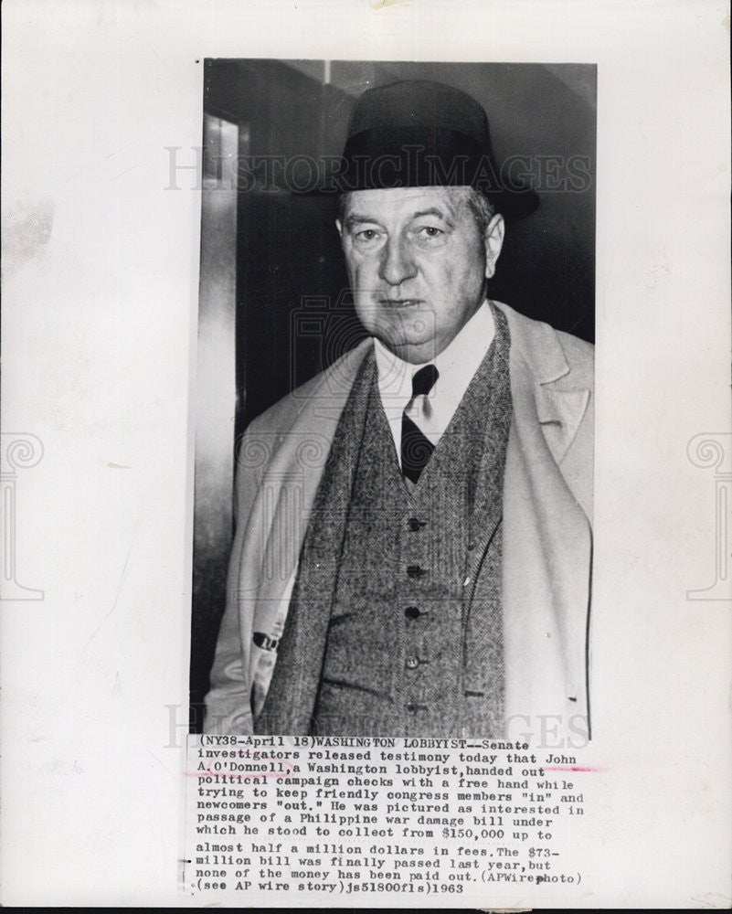 1963 Press Photo John O&#39;Donnell Lobbyist - Historic Images