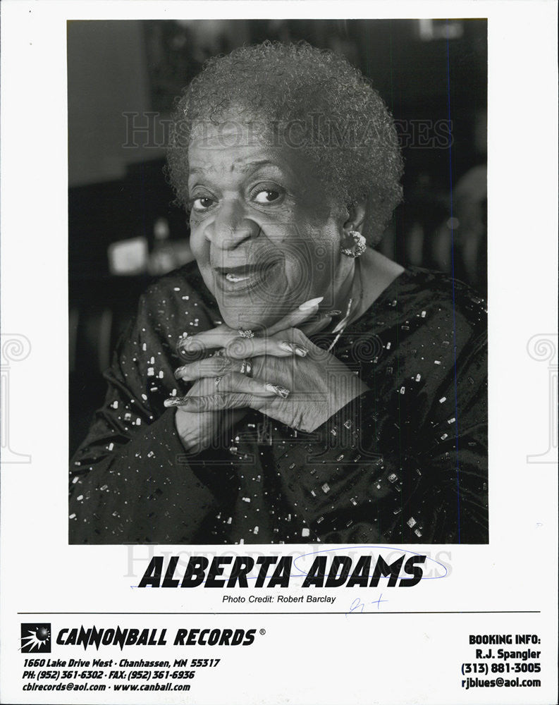 Press Photo Close Up of Alberta Adams With Cannonball Records COPY - Historic Images