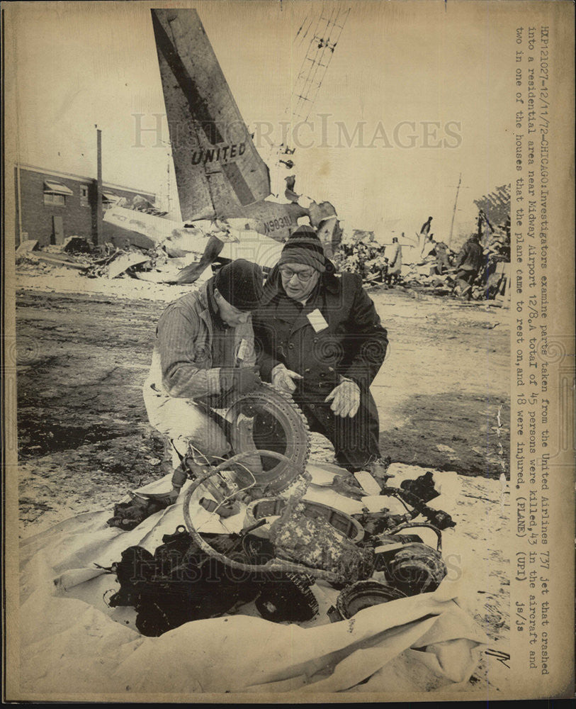 1972 Press Photo United Airlines 737 Crash Chicago - Historic Images
