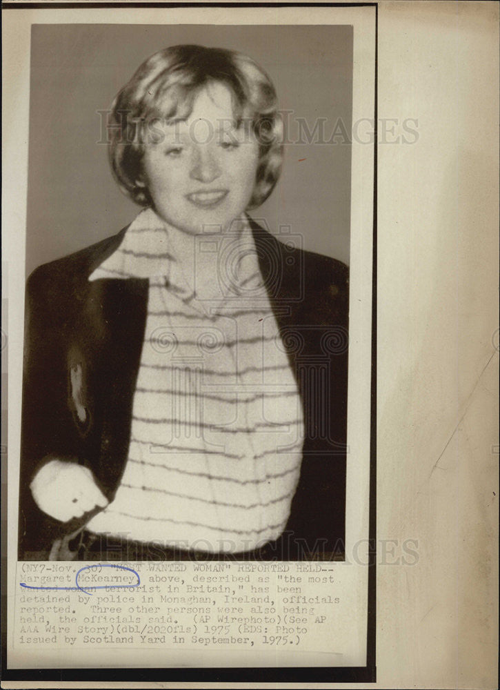 1975 Press Photo Margaret McKearney Woman Terrorist - Historic Images