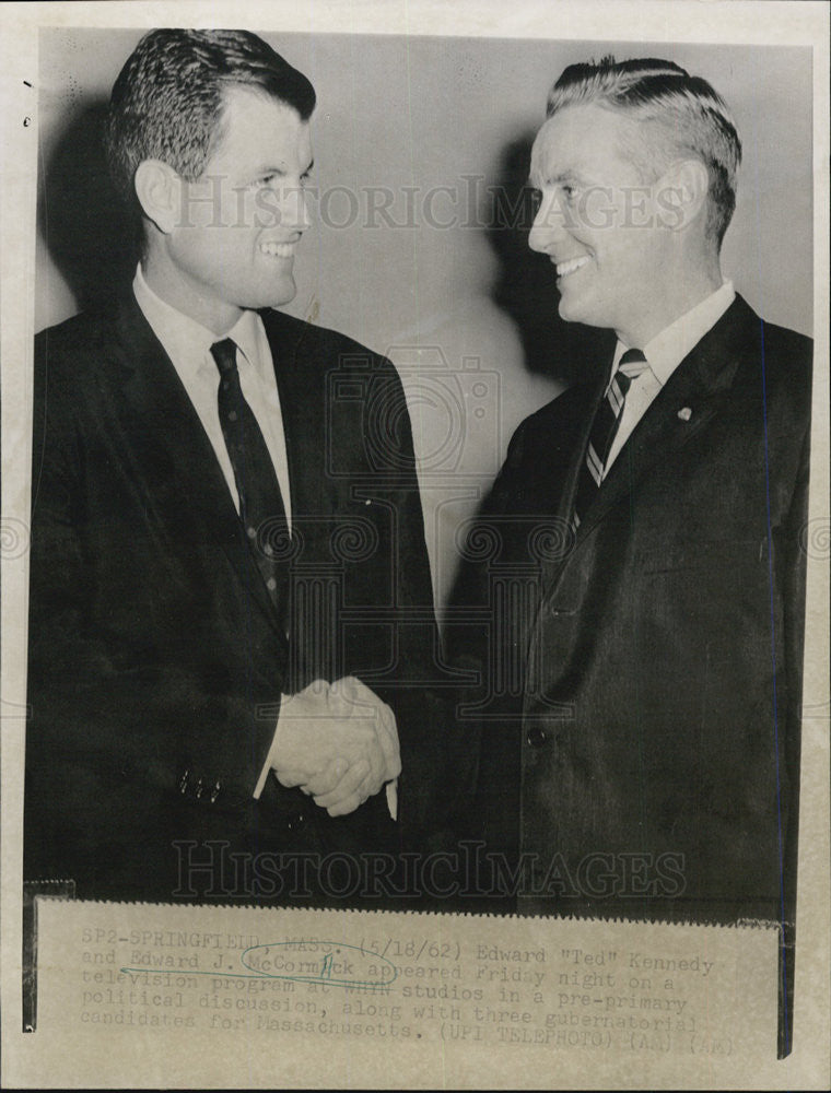 1962 Press Photo Edward McCormack Ted Kennedy Massachusetts Candidate - Historic Images