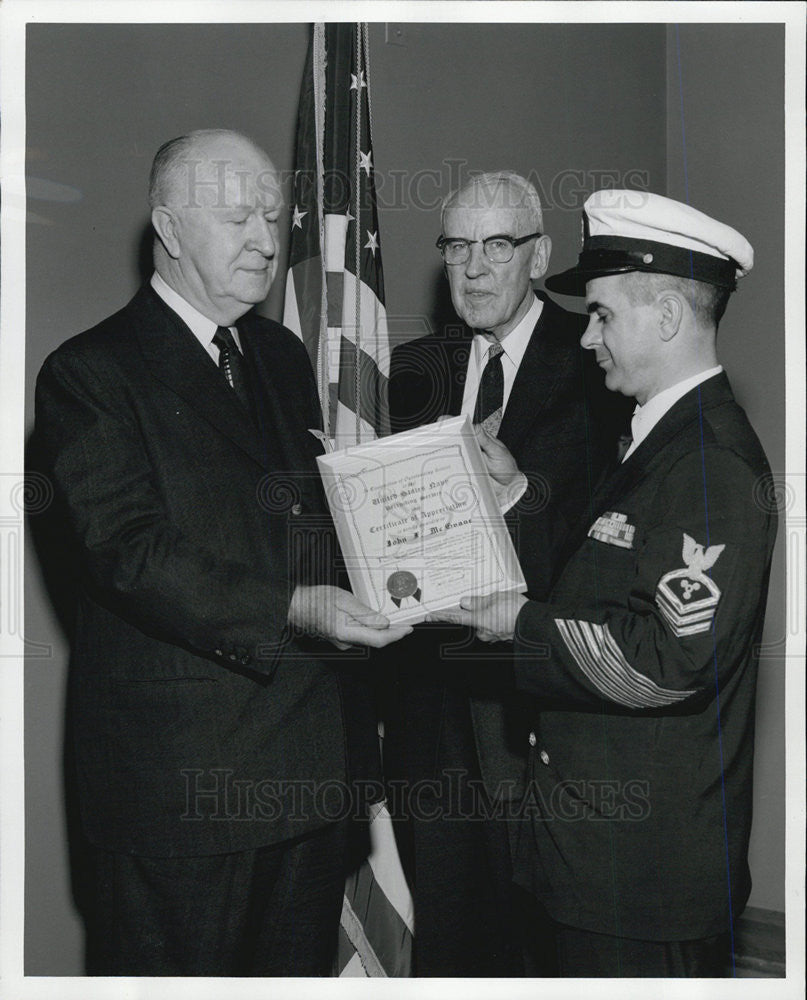 1959 Press Photo Casimir Grochowalski awards John F. McGuane, Geo. T. Donoghue - Historic Images