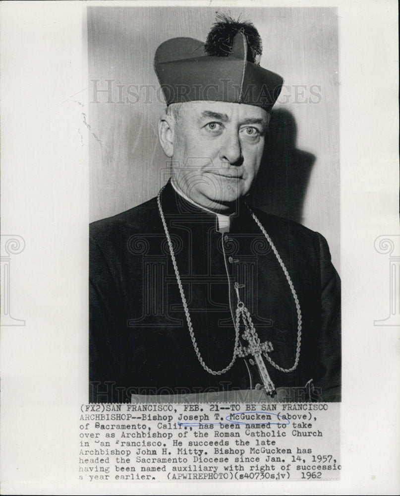 1962 Press Photo Joseph T. McGucken/Archbishop Roman Catholic Church/California - Historic Images