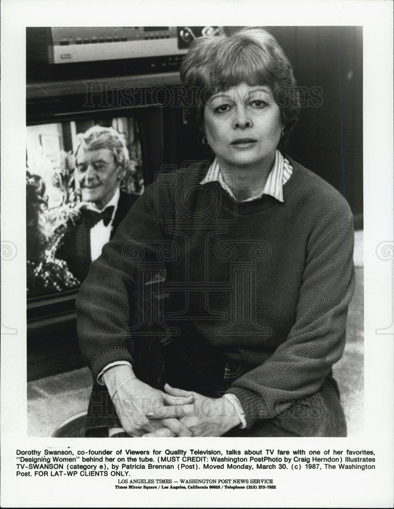 1987 Press Photo Dorothy Swanson/Viewers For Quality Television - Historic Images