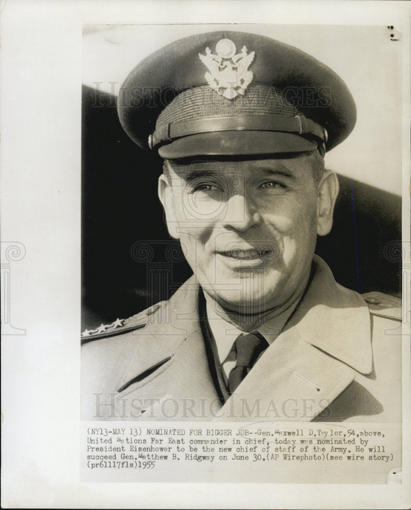 1955 Press Photo of Gen. Maxwell Taylor made new Army Chief of Staff by Ike - Historic Images