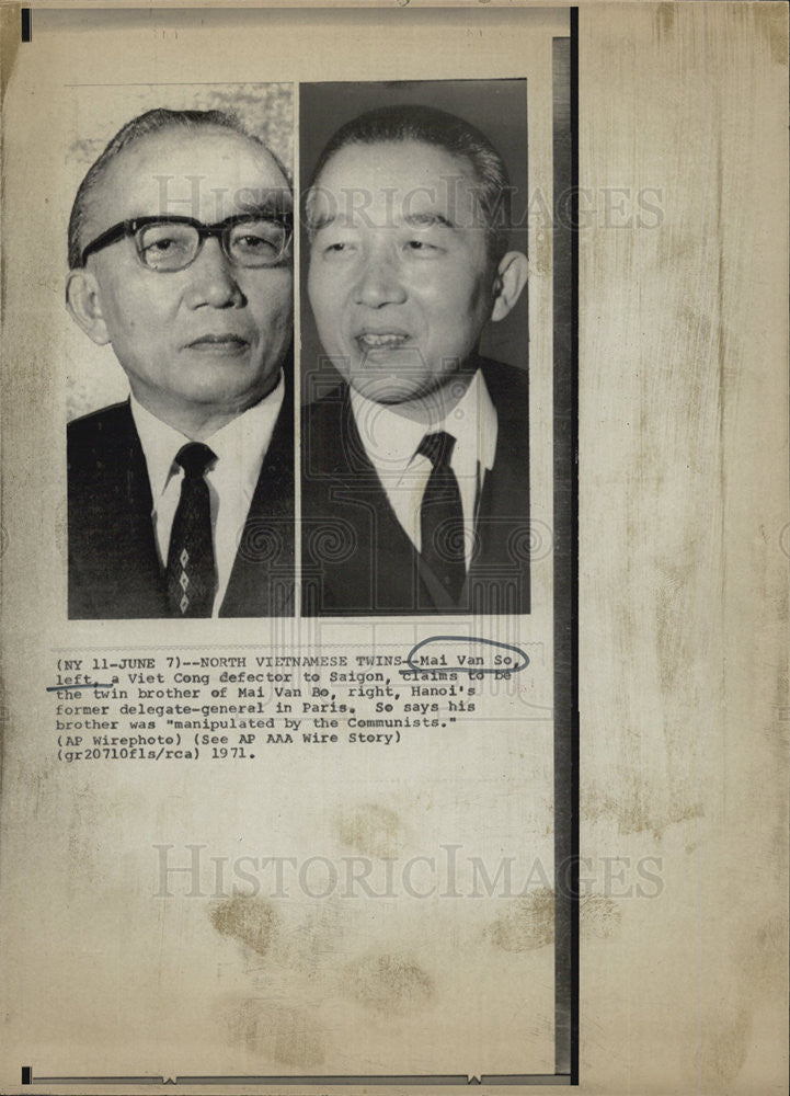 1971 Press Photo Mai Can So Twin Brother Of Mai Van Bo Hanoi&#39;s Delegate General - Historic Images