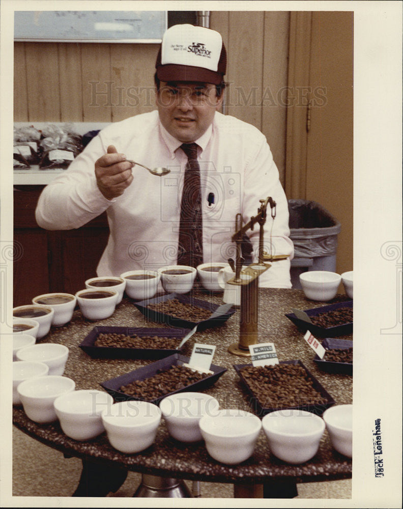 Press Photo Tim Suwalski quality control manager Superior Coffee Foods - Historic Images