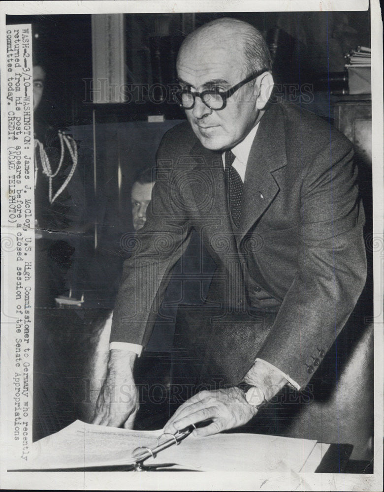 1950 Press Photo James J. McCloy appears before the Senate regarding Germany. - Historic Images