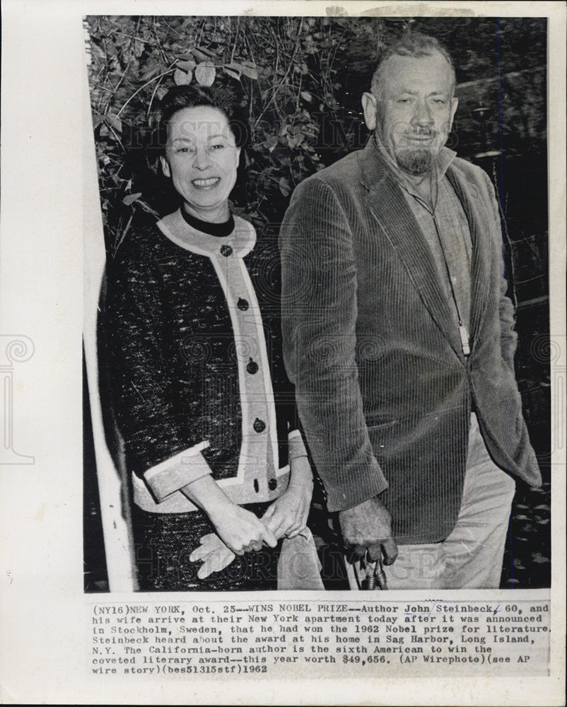 1966 Press Photo Author John Steinbeck Nobel Prize - Historic Images