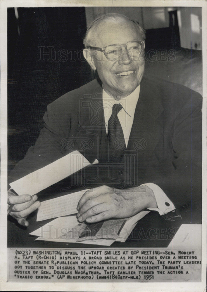 1953 Press Photo Senator Robert Taft Truman MacArthur - Historic Images