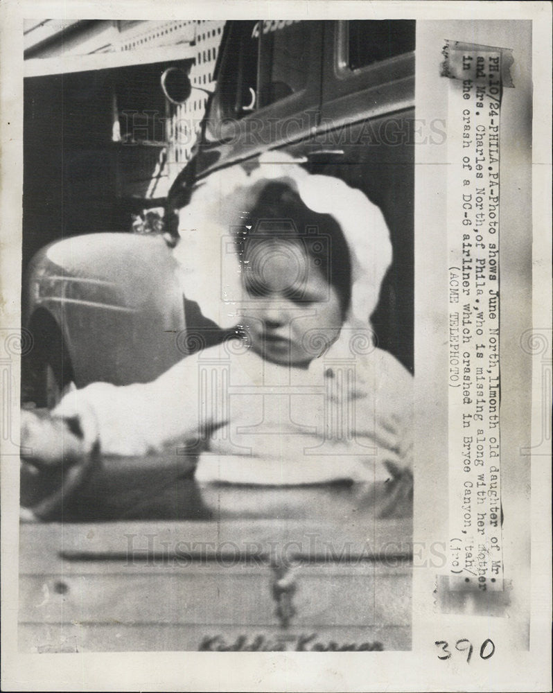 1947 Press Photo 11 month old June North missing in DC-6 airline crash in Bryce - Historic Images