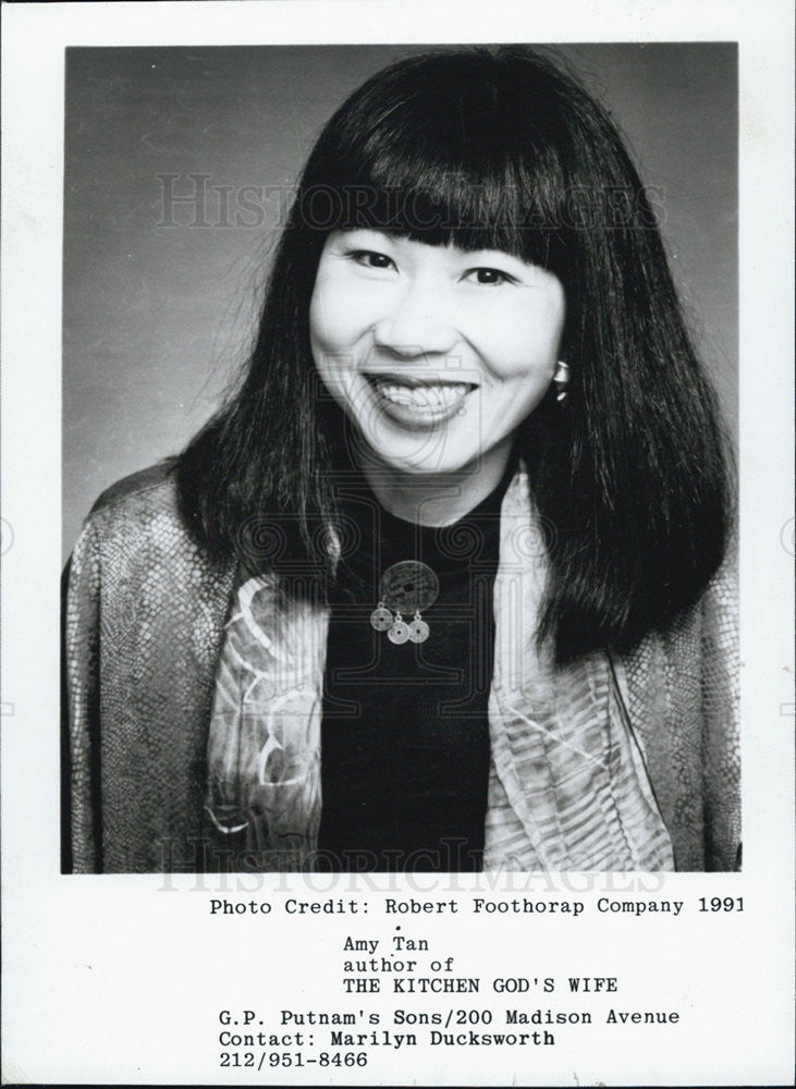 1991 Press Photo Amy Tan author The Kitchen God&#39;s Wife - Historic Images